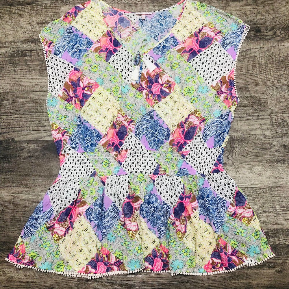 Victoria's Secret Cover Up Sz XL Batwing Sleeve V-Neck Chest 48” Beach Dress A7